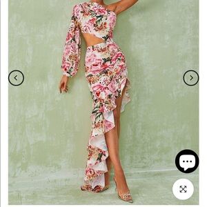 Aiyana One Shoulder Floral Maxi Dress In Pink